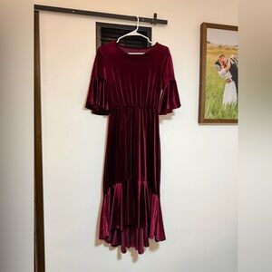 Elegant Burgundy Velvet Dress